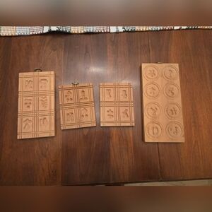 Wooden Cookie Mold Set Of 4